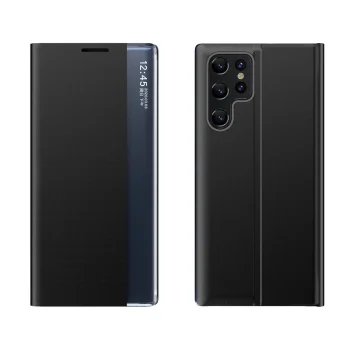 Atverams vāciņš Samsung Galaxy S24 FE New Sleep Case ar statīvu, melns