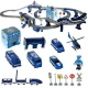 Policijas vilciena un trases komplekts ar automašīnām un helikopteru (92 detaļas, ~300 cm)