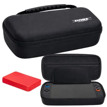 Aizsargsoma konsolei Nintendo Switch 2 ar rokturi, melna