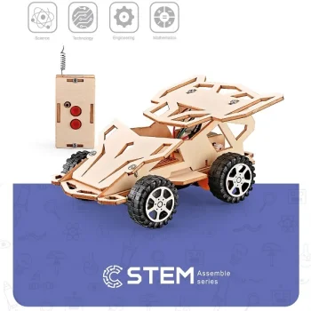 Koka konstruktors ar tālvadību RC auto, STEM izglītojoša rotaļlieta