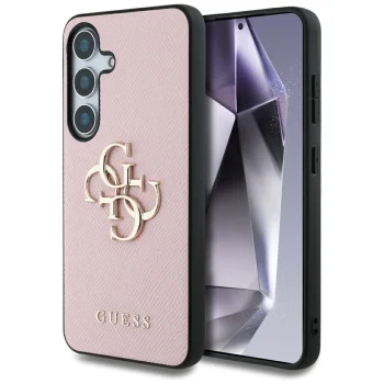 Guess Grained Big 4G Logo vāciņš Samsung Galaxy S25+ rozā