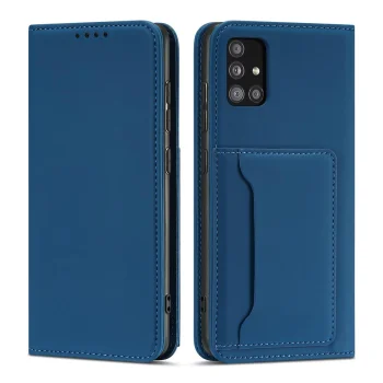 Hurtel Samsung Galaxy A12 5G atverams vāciņš maciņš grāmatiņa Magnet Card Case, zils