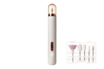 Beautylushh 00025805 bezvadu nagu frēze ar 6 uzgaļiem, balta/rosegold