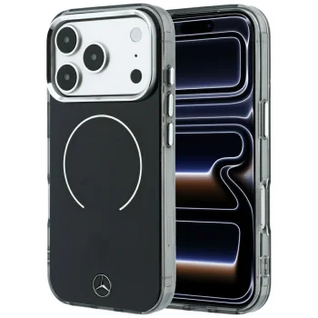 Mercedes Double Layer Iconic Logo MagSafe vāciņš priekš iPhone 18 Pro Max / 17 Pro Max, melns
