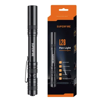 Superfire L28 kabatas lukturītis, 121 lm, 5W, 52 m, melns
