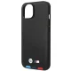 BMW iPhone 14 Plus vāciņš Leather Stamp Tricolor, melns