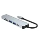 Tech-Protect V4 6-in-1 USB-C centrmezgls (HDMI, USB-A, SD/TF) - Pelēks