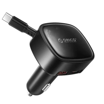 Orico FC-66-1A2C 66W automašīnas lādētājs ar ievelkamu USB-C kabeli, melns