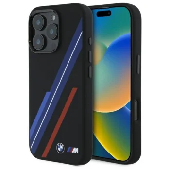 BMW Silicone Random Lines MagSafe vāciņš Apple iPhone 16 Pro Max, melns