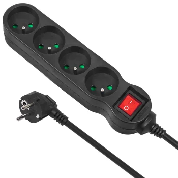 Maclean MCE182 pagarinātājs ar slēdzi, 4 ligzdas, 2300W, 5m, melns