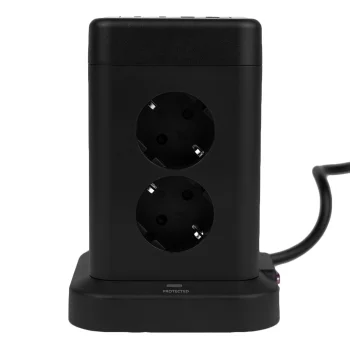 Huslog vertikālais pagarinātājs ar USB un USB-C, 8 ligzdas (HUS1004)