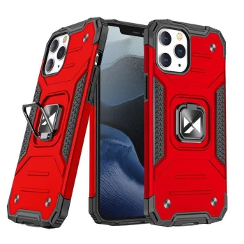 Wozinsky Ring Armor vāciņš iPhone 14 Pro ar gredzena turētāju, sarkans