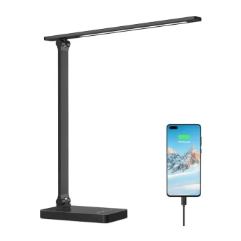 Galda lampa Lepro PR310004-DWW-EU LED 15W 655lm ar USB pieslēgvietu, melna