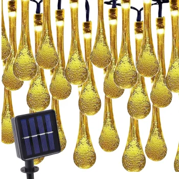 Saules LED virtene dārzam ar 20 ledoņām, silti balta