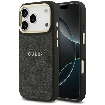 Guess 4G PU Classic Logo MagSafe vāciņš iPhone 17 Pro, melns
