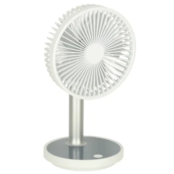 Bezvadu galda ventilators ar USB, 4 ātrumi, LED, 38 cm, balts