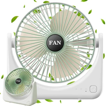 Bezvadu galda ventilators ar akumulatoru USB, kluss, 3 ātruma režīmi