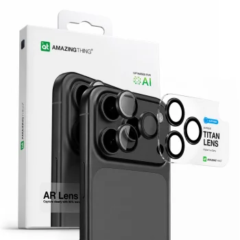 AmazingThing iPhone 17 Pro / 17 Pro Max kameras aizsargstikls Sapphire, pelēks