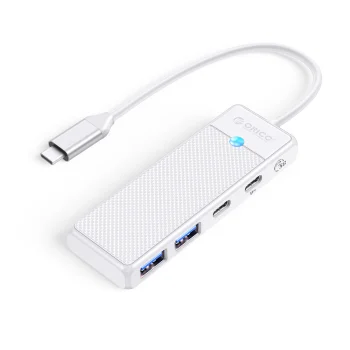 Orico PAPW2AC-C3 USB centrmezgls 4 porti (2x USB-A, 1x USB-C, PD 100W) 0.15m, balts