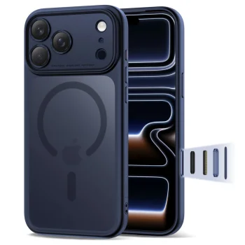 Tech-Protect Magpeak MagSafe CC vāciņš iPhone 17 Pro Max — matēts tumši zils | Phone Case Cover