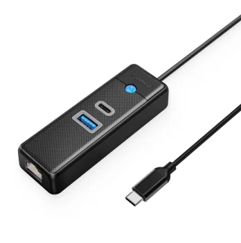 Orico PW3UR25-C3 3 portu USB centrmezgls ar RJ45 2.5G Ethernet, melns
