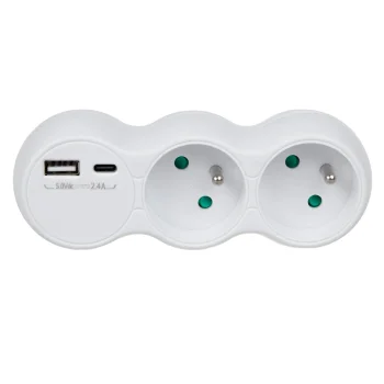 Maclean MCE339 E Sadalītājs ar 2 Ligzdām un USB A/C