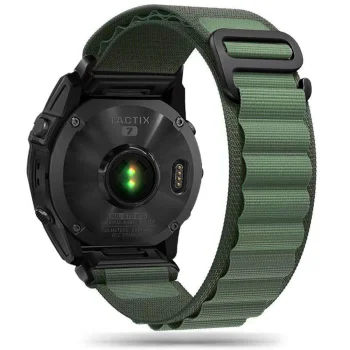 Pulksteņa siksniņa Tech-Protect Nylon Pro, saderīga ar Garmin Fenix 5 / 6 / 6 Pro / 7, tumši zaļa