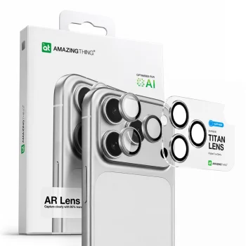 AmazingThing iPhone 17 Pro / 17 Pro Max kameras aizsargstikls Sapphire, sudraba