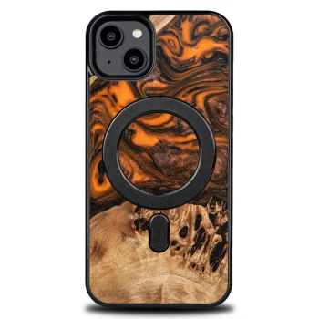 Bewood iPhone 15 Plus vāciņš Unique Orange koka un sveķu, oranžs/melns