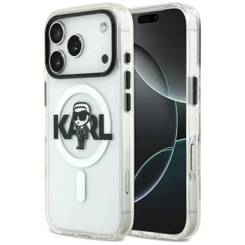 Karl Lagerfeld IML Karl Sketch Logo MagSafe vāciņš iPhone 17 Pro, Caurspīdīgs
