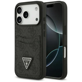 Guess 4G Double Card Triangle vāciņš iPhone 17 Pro, melns