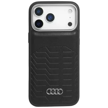 Audi GT Synthetic Leather vāciņš iPhone 17 Pro Max telefonam ar MagSafe, melns
