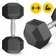 4FIZJO HEX tērauda hantele 15 kg, melna