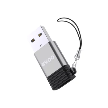 Bwoo BZ-38 USB-A uz USB-C adapteris, Pelēks