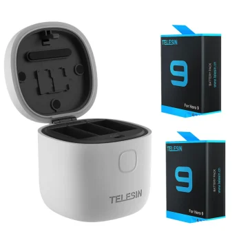 Telesin 3-slot Waterproof Charger Allin Box for GoPro Hero 9 / 10 / 11 + 2 Batteries | Ūdensizturīgs Akumulatora...