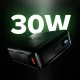 Ārējais akumulators SBS HD 30W 10000mAh ar LCD displeju, USB-C un USB-A, melns