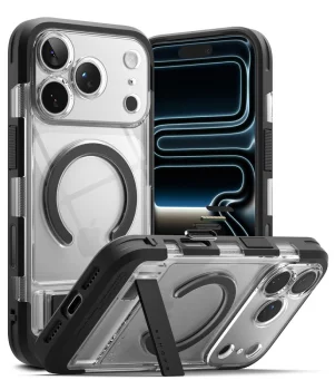 Ringke UX Magnetic vāciņš iPhone 18 Pro Max / 17 Pro Max ar MagSafe un statīvu, caurspīdīgs