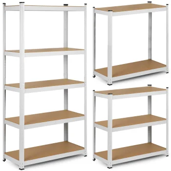 Humberg 4847 metāla noliktavas plaukts, 180 x 90 x 40 cm, balts