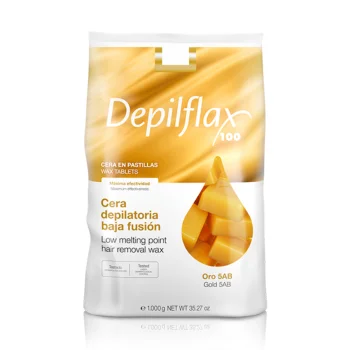 Elastīgs cietais vasks depilācijai Depilflax Oro 5AB 1000 g, zelta