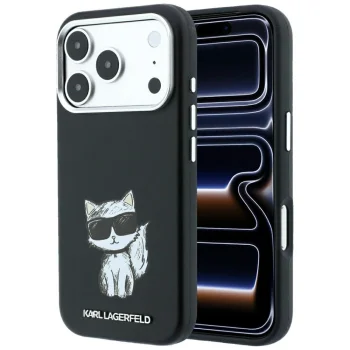 Karl Lagerfeld Smooth Choupette Sketch MagSafe vāciņš iPhone 18 Pro Max / 17 Pro Max, melns