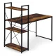 ModernHome datorgalds ar plauktu 120x60 cm, riekstkoka/metāla
