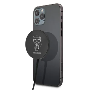 Karl Lagerfeld Iconic 15W MagSafe bezvadu lādētājs, melns