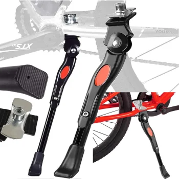 Regulējama velosipēda atbalsta kājiņa, alumīnija, 30–34 cm, melna