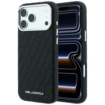 Karl Lagerfeld vāciņš iPhone 17 Pro / 18 Pro Grained Allover MagSafe, melns