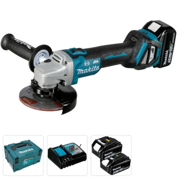 Akumulatora leņķa slīpmašīna Makita DGA513RT3J 18V 125 mm ar 3x 5.0 Ah akumulatoriem un koferi