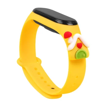 Siksniņa Xiaomi Mi Band 3 / 4 ar Ziemassvētku dizainu (Dzeltena)