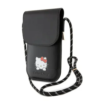Hello Kitty Leather Daydreaming Cord pleca somiņa telefonam, melna