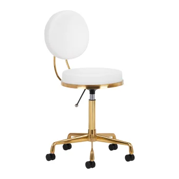 Activeshop H5 kosmetologa taburete ar atzveltni, balta/zelta