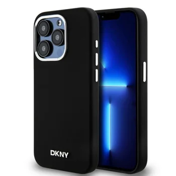 Apple iPhone 15 Pro 6.1'' DKNY Liquid Silicone Small Metal Logo MagSafe Case Cover, Black | Telefona Vāciņš Maciņš...