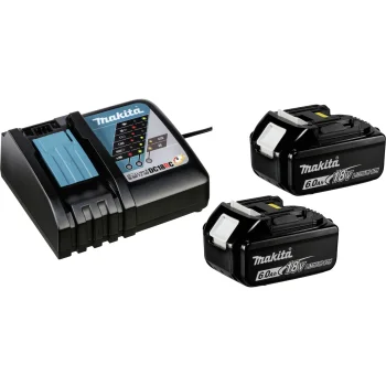 Makita 199480-6 akumulatoru komplekts: 2x 18V 6.0Ah un DC18RC lādētājs